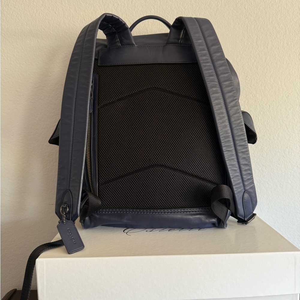 Coach Rivington Navy Leather Backpack - Picture 3 of 6